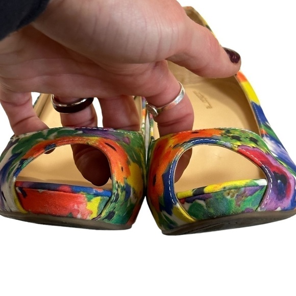 EUC Liz Claiborne Floral Peep Toe Pumps With Hidden Platform For Comfort, Sz 6.5 - Picture 10 of 16